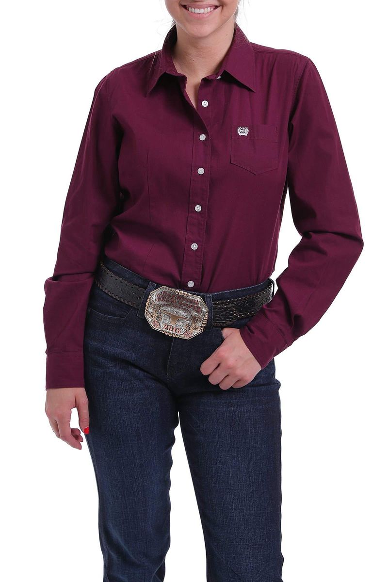 Cinch-Women-s-Classic-Long-Sleeve-Shirt---Burgundy