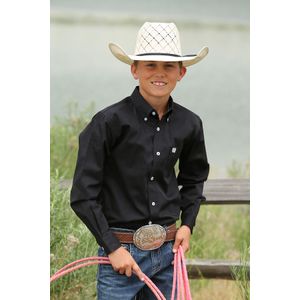 Cinch Kids' Classic Long Sleeve Shirt - Black