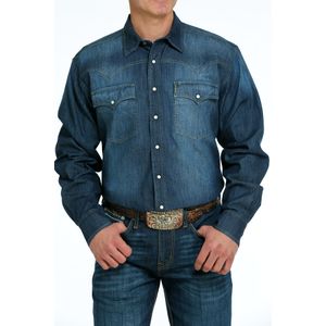 Cinch Men's Tencel Long Sleeve Shirt - Denim