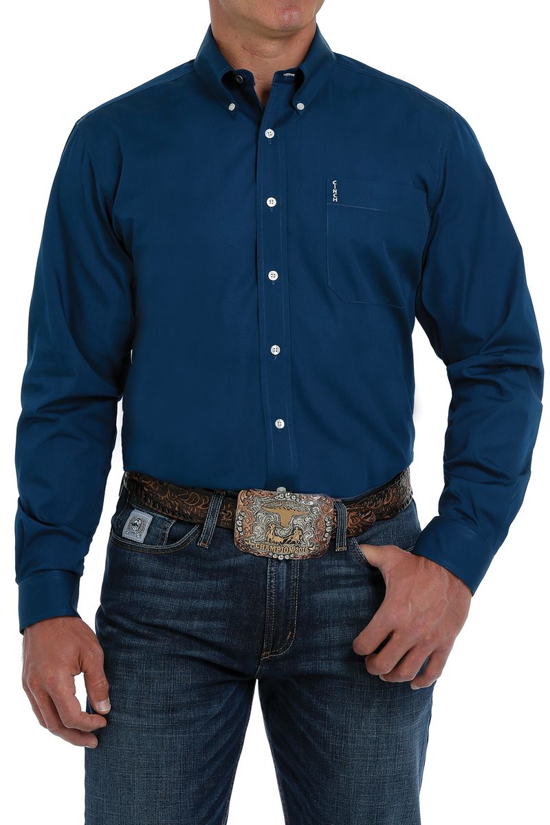 Cinch-Men-s-Arenaflex-Long-Sleeve-Shirt---Blue