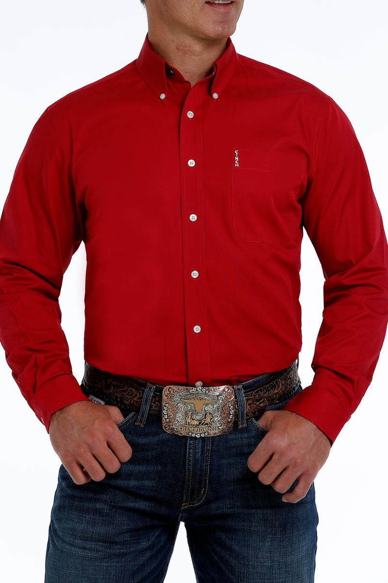 Cinch-Men-s-Arenaflex-Long-Sleeve-Shirt---Red