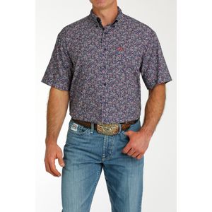 Cinch Men's Arenaflex Short Sleeve Shirt - Navy Print
