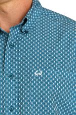 Cinch-Men-s-Arenaflex-Short-Sleeve-Shirt---Teal-Print