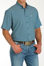 Cinch-Men-s-Arenaflex-Short-Sleeve-Shirt---Teal-Print
