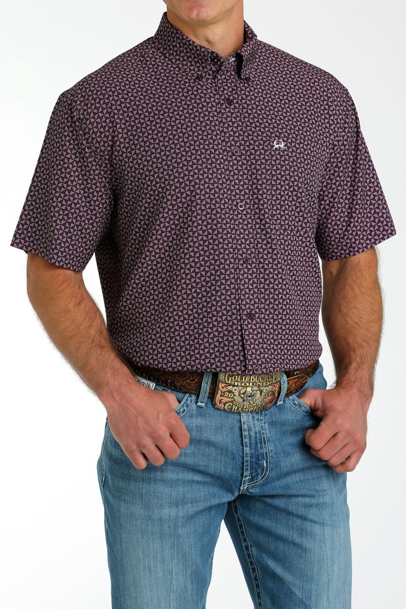 Cinch-Men-s-Arenaflex-Short-Sleeve-Shirt---Purple-Print