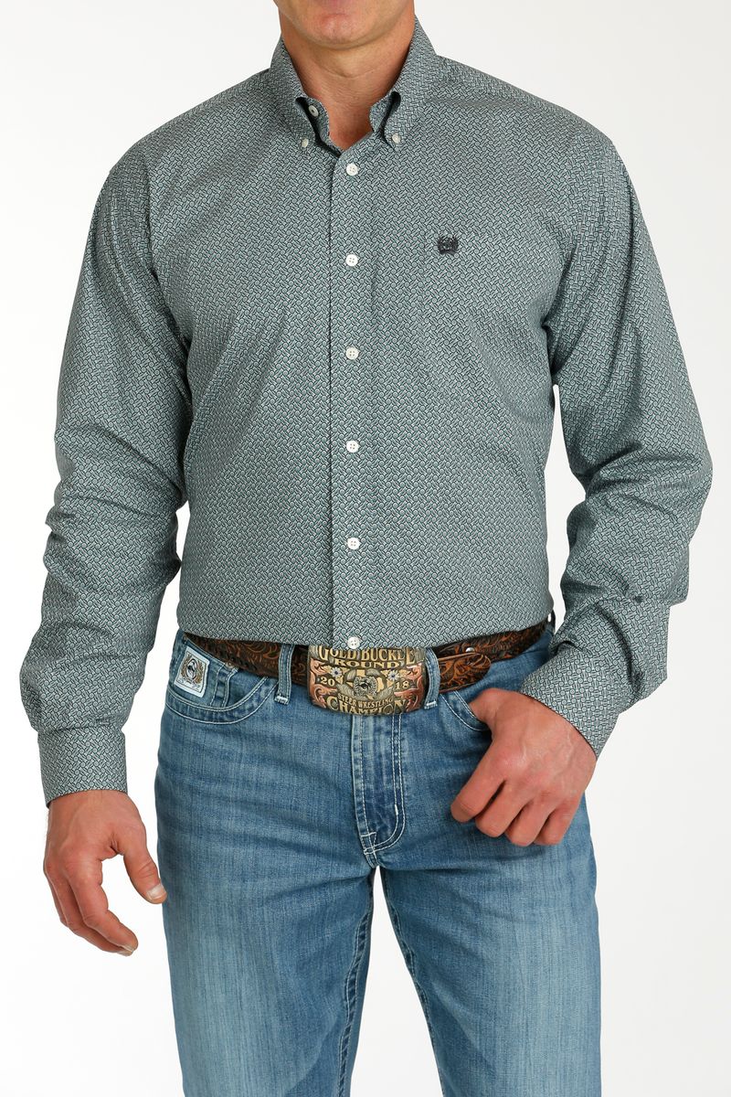 Cinch-Men-s-Classic-Long-Sleeve-Shirt---Green-Print