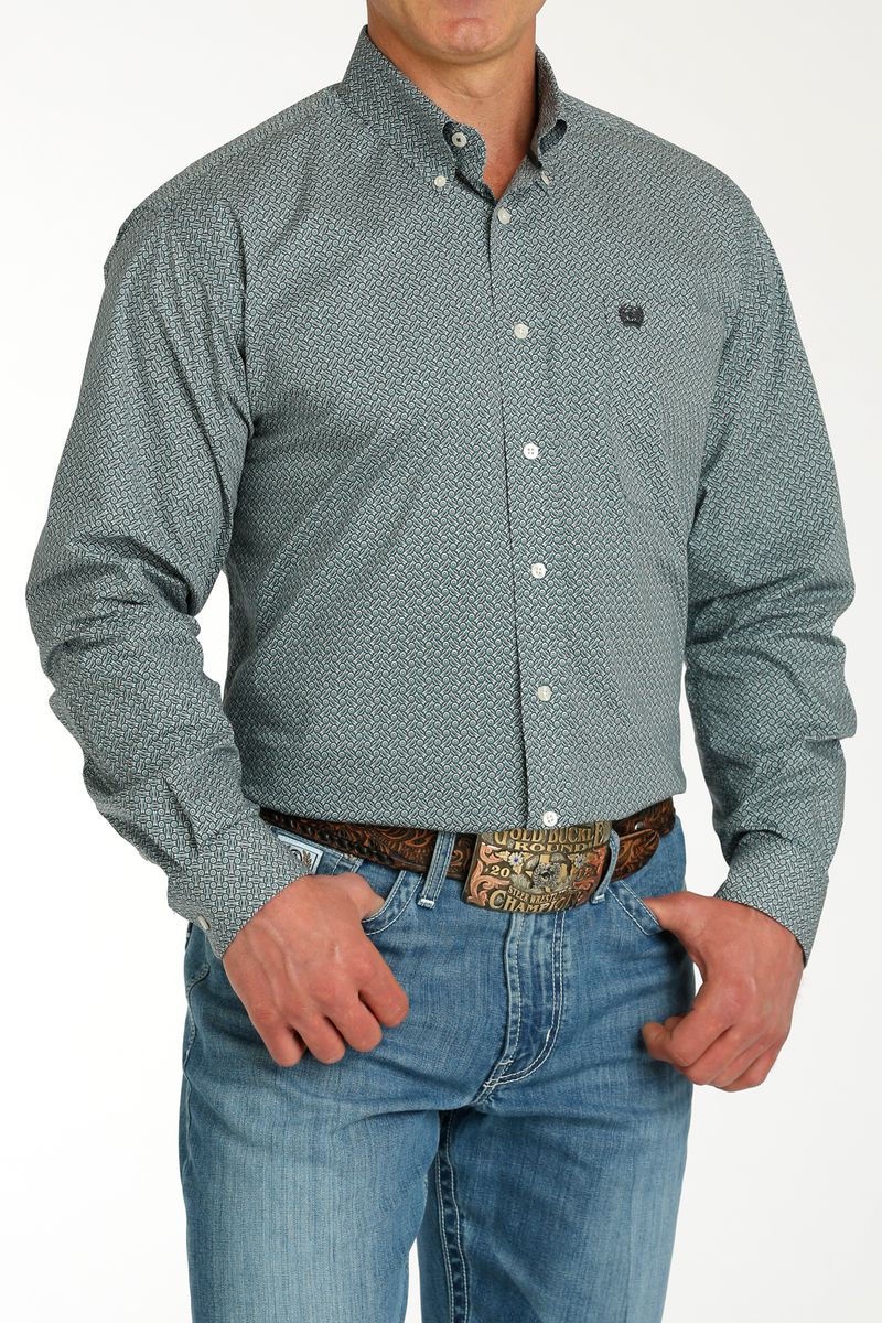 Cinch-Men-s-Classic-Long-Sleeve-Shirt---Green-Print
