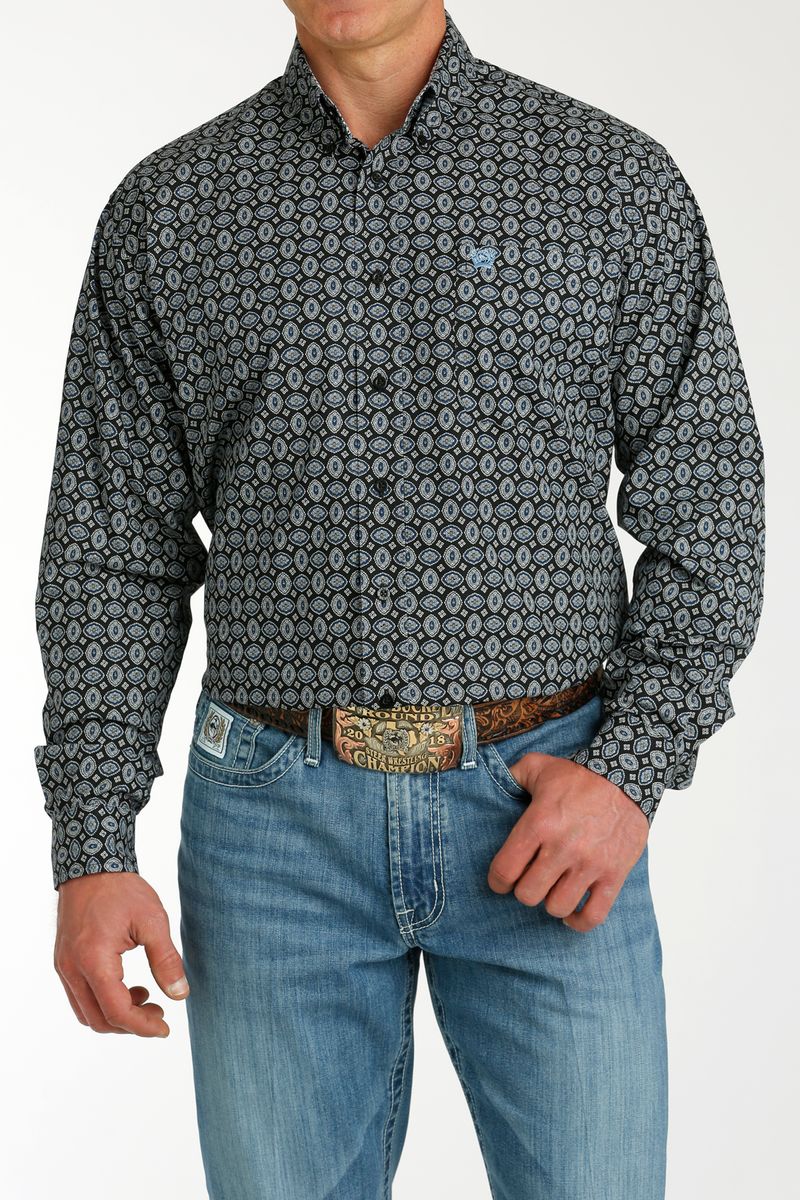 Cinch-Men-s-Classic-Long-Sleeve-Shirt---Print-Black