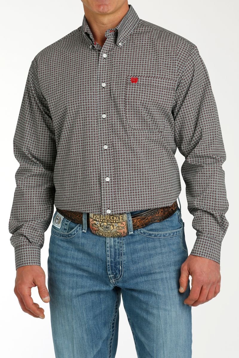 Cinch-Men-s-Classic-Long-Sleeve---Red--Black-Print