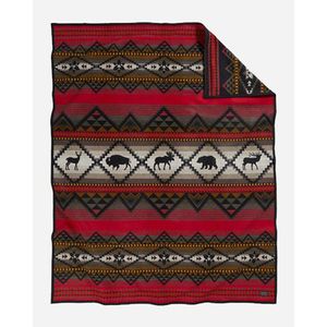 Pendleton Jacquard Unnapped Blanket Lost Trail - Red