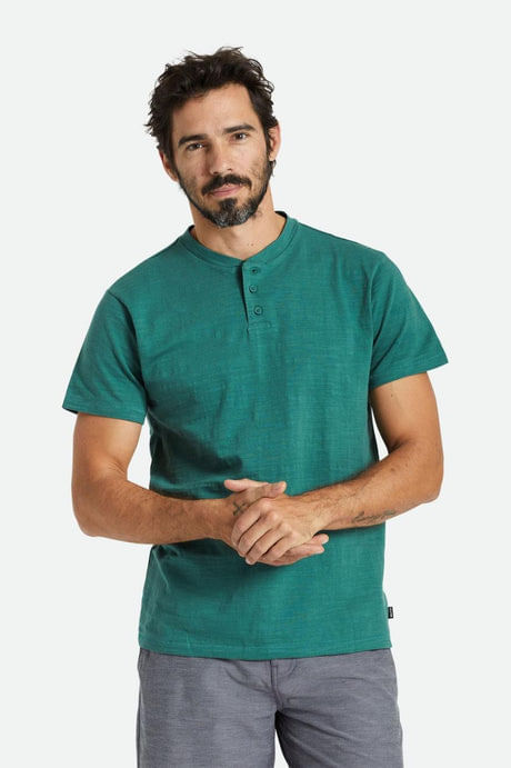 Brixton-Men-s-Basic-Slub-Short-Sleeve-Henley---Spruce