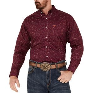 Ariat Men's Wrinkle Free Vernell Classic Fit Shirt - Magenta Purple