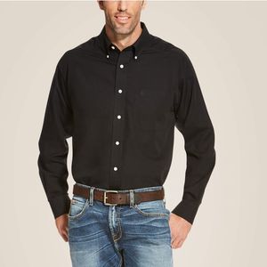 Ariat Men's Wrinkle Free Solid Long Sleeve Shirt - Black