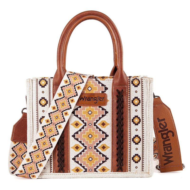 Wrangler Southwestern Dual Sided Print Canvas Tote/Crossbody