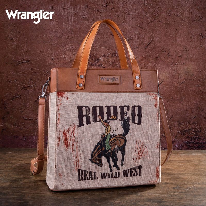 Wrangler-Art-Print-Canvas-Tote-Crossbody---Brown--WG54-8317