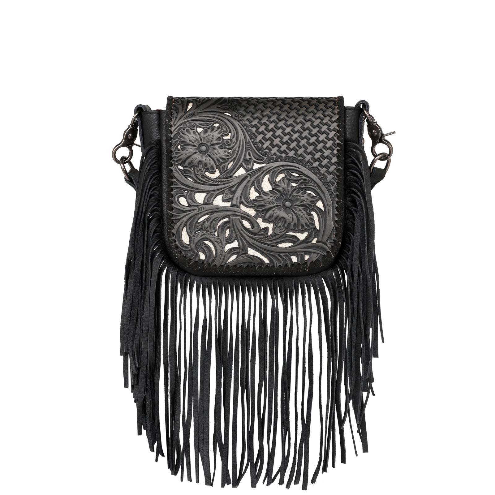 Leather fringe crossbody bag on sale