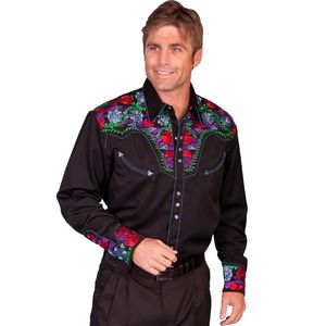 Scully Men's Colorful Floral Embroidered Shirt (P-634C)