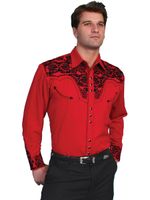 Scully-Men-s-Floral-Tooled-Shirt--P-634----Red