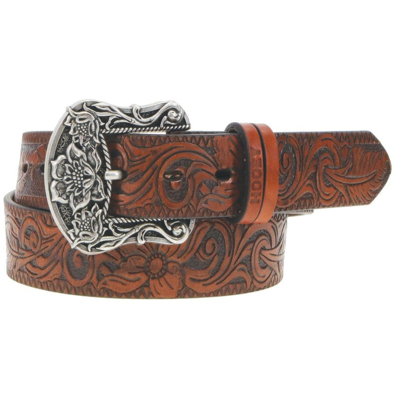 Hooey-Unisex-Flora-Leather-Belt---Brown