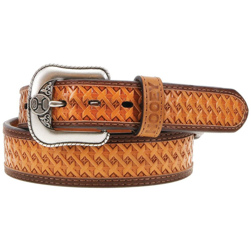 Leather Belt, Engraved Leather Belt, Embossed Basket Weave Belt