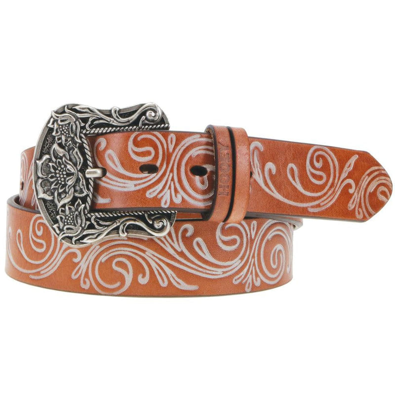 Hooey-Unisex-Paloma-Floral-Leather-Belt---Tan