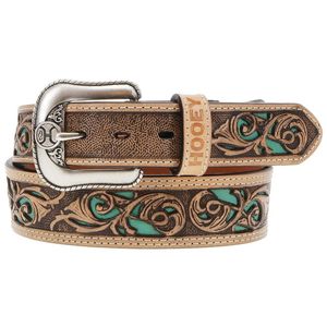 Hooey Unisex Top Notch Tooled Belt - Brown/ Turqouise