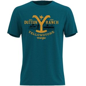 Wrangler Men's Yellowstone Graphic  Short Sleeve Tee - Cyan  Pepper Heather