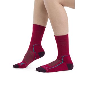 Icebreaker Women's Merino Hike+ Light Crew Socks - Electric Pink/Nightshade/Flux Green