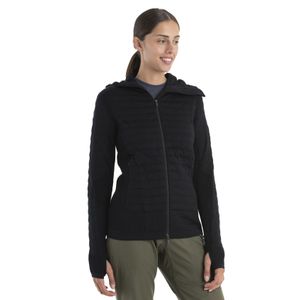 Icebreaker Women's ZoneKnit Merino Explore Long Sleeve Zip Hoodie - BLACK