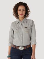 Wrangler-Women’s-Long-Sleeve-Western-Snap-W-Stitching-on-Pocket-Denim-Shirt---Denim-Grey