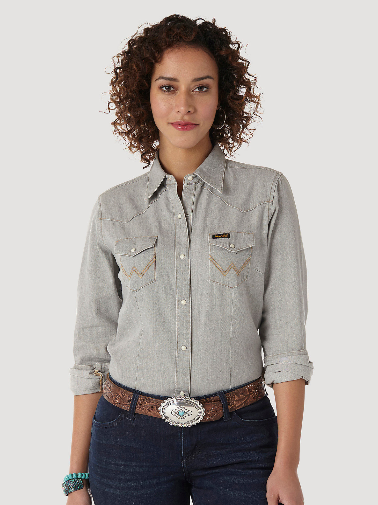 Ladies long best sale sleeve denim shirts