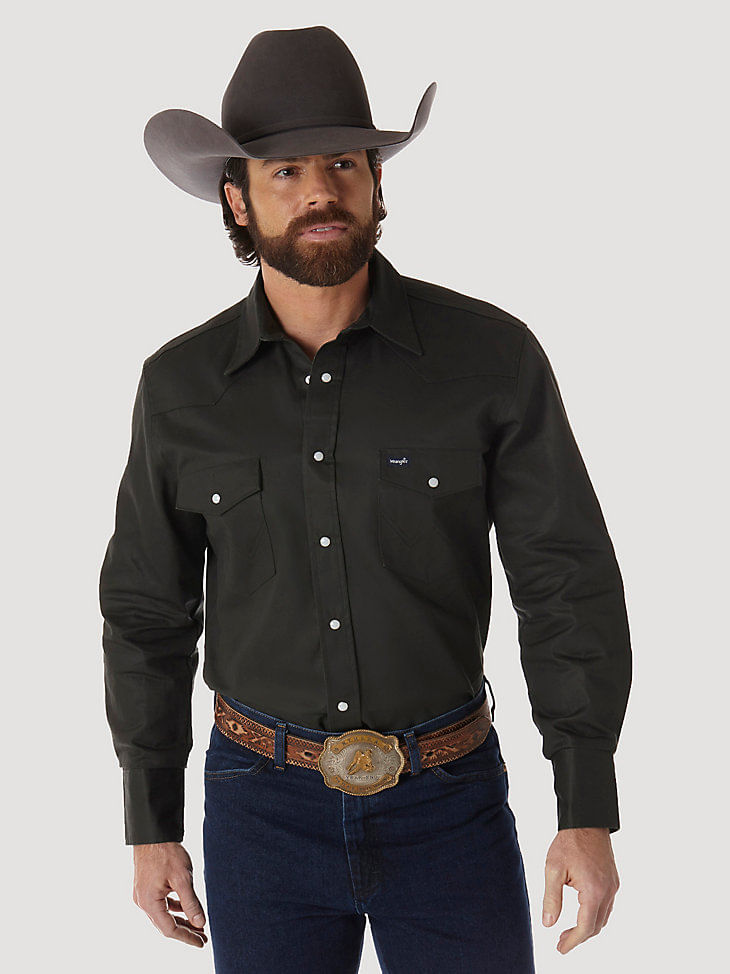 Wrangler-Men-s-Cowboy-Cut-Firm-Finish-Long-Sleeve-Western-Snap-Solid-Work-Shirt---Black-Forest-Green