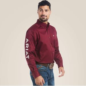 Ariat Men's Team Logo Twill Classic Fit Shirt - Burgundy
