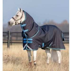 Amigo Bravo Plus 250g Pony Turnout Blanket - Navy/Turquoise/Aqua/Blue