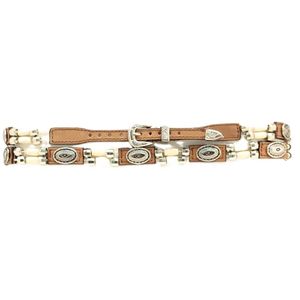 M&F Western Genuine Leather Hatband with Bone Beads - Medium Brown