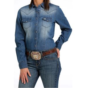 Cinch Women's Tencel Long Sleeve Shirt - Indigo Denim