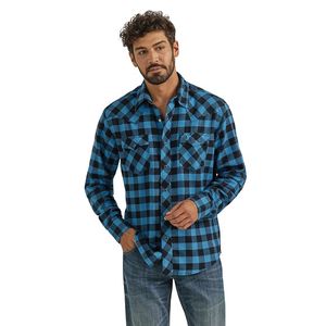 Wrangler Men's  Retro® Flannel Long Sleeve Snap Shirt - Blue