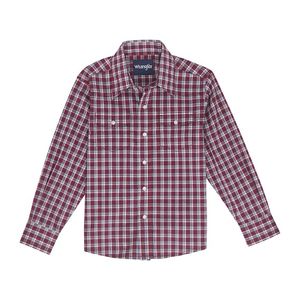 Wrangler Kids' Wrinkle Resistant Long Sleeve Plaid Shirt - Red