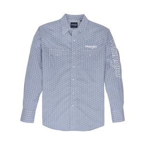 Wrangler Men's Logo Long Sleeve - Blue