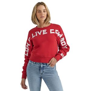 Wrangler Women's Long Live Cowboys Crew Sweatshirt - Red
