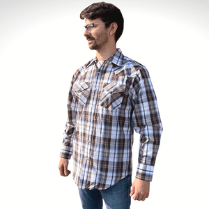 MWG Men's Plaid Shirt (I30D02-79) - Taupe