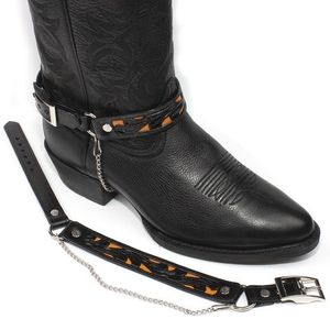 Austin Accent Carved Leather Boot Bracelet - Black/Light Brown