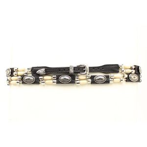 M&F Western Genuine Leather Hatband with Bone Beads - Black