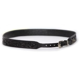 Austin Accent Tooled Leather Hatband - Black