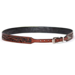 Austin Accent Tooled Leather Hatband - Brown