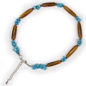 Austin Accent Bone Horn Boot Bracelet - Amber with Turquoise