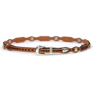 Austin Accent Hand Tooled Leather Hatband with Round Conchos - Light Brown