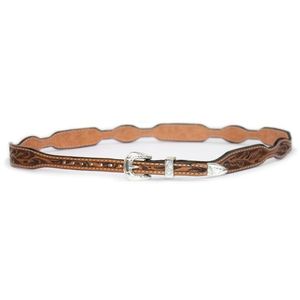 Austin Accent Scalloped Hand Carved Leather Hatband (LC-51S) - Natural