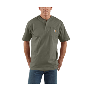 Carhartt Men's Short Sleeve Pocket Henley Tee - Dusty Olive