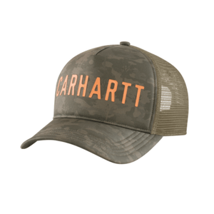 Carhartt Unisex Trucker Camo Logo Cap - Olive